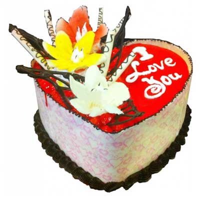 "Heart shape cake covered with white Chocolate - 1.5kgs - Click here to View more details about this Product